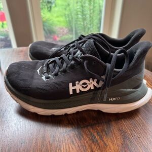 Hoka Black and White Athletic Shoes